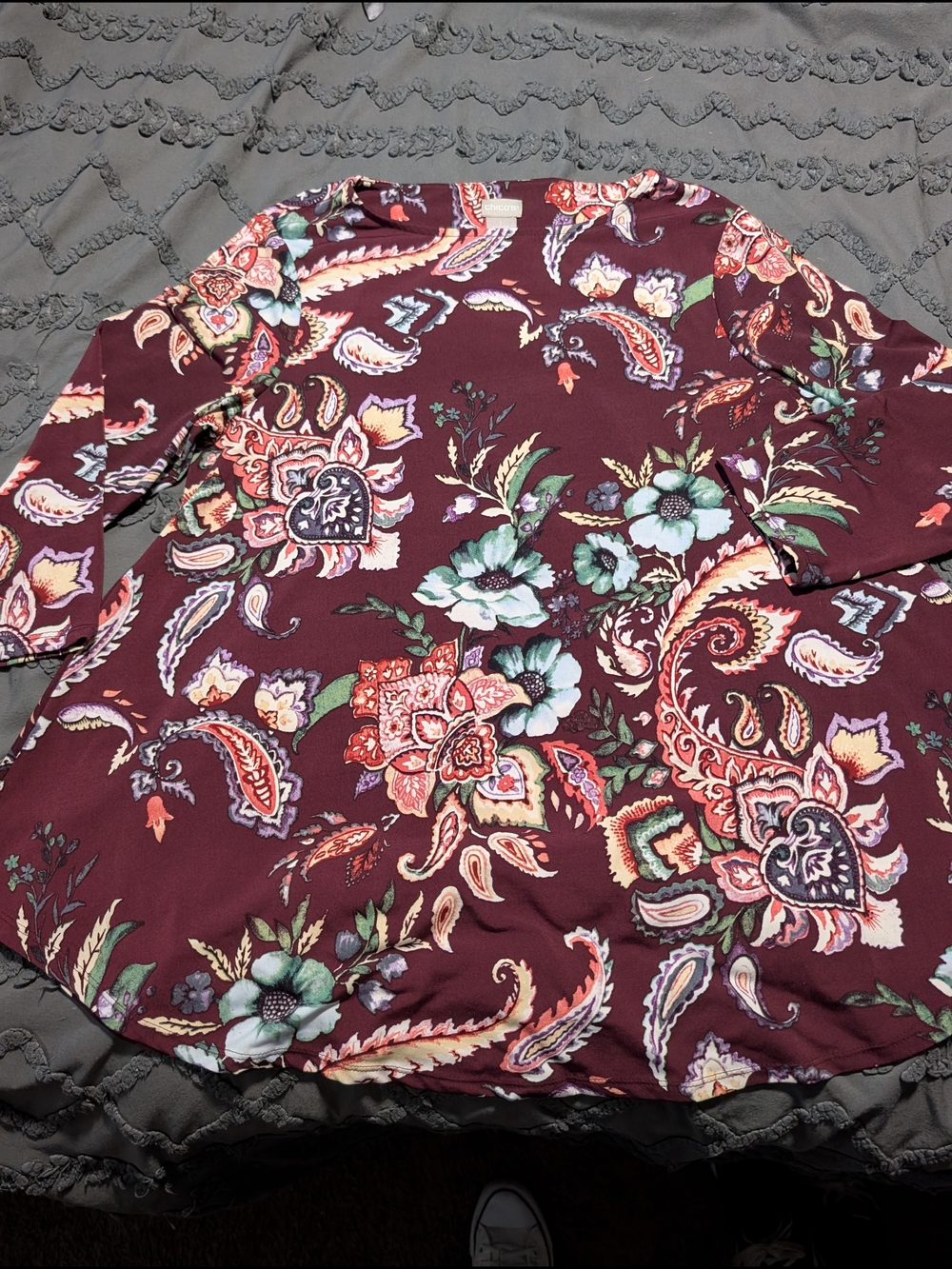 Lane Bryant Burgundy Floral Paisley Tunic